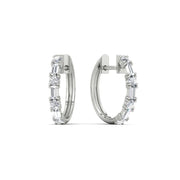 Round And Baguette Huggie Earrings